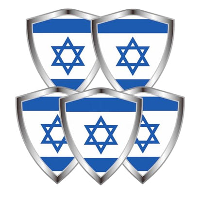 Israel Flag Decal Sticker - Israeli Flags Shield Shape Reflective Vinyl Car Stickers - for Car Window Bumper Laptop Waterproof Sticker (5Pcs) - color: Israel