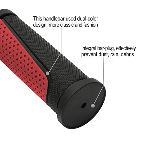 TOPCABIN Bike Handlebar Grips,Short Mini Bicycle Handlebar Grips Two-Color Rubber Bike Grips Fit Many Standard Bikes 2PCS 90MM Length - color: Black + Red - 90mm