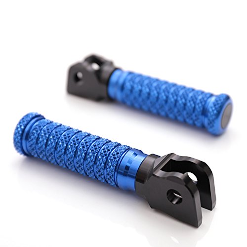 MC MOTOPARTS POLE Blue CNC Front Foot Pegs Compatible with YZF R3 2015-2017 - color: Blue, size: Standard