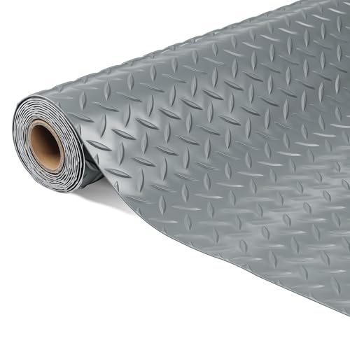 5x8 FT Garage Floor Mat, Thickened Garage Mats Flooring Roll for Under Car, Non Slip Diamond Plate PVC Floor Protector Mat for Garage, Warehouse, Gyms, Trailer - color: Diamond Plate Pvc Garage Mat, size: 5' x 8'