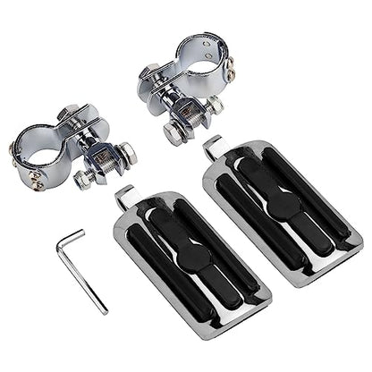 VGMOTO Motorcycle 1.25" Highway Footpegs Adjustable Foot Pegs Footrests with Clamps Mounts kit Compatible with Harley Touring Sportster Softail Road Glide Street Glide with 1 1/4 inch Engine Guard - color: Chrome-Style A
