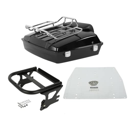 TCMT Razor Motorcycle Trunk Box Backrest Pad Luggage Rack 2 Up Mount Rack Base Plate Fit For Harley Touring 1997-2008 Road King Road Street Electra Glide Pack - color: Razor Style B Black Rack