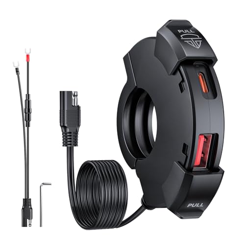 EXTRACTME Motorcycle Phone Charger, Ultra-Narrow Dual USB Type C 30W PD & Quick Charge 3.0 Motorcycle USB Charger, Waterproof Motorcycle USB Port for Phone, Tablet, GPS (Only 0.51 in Wide), Black - color: 1-PACK USB A&C Charger