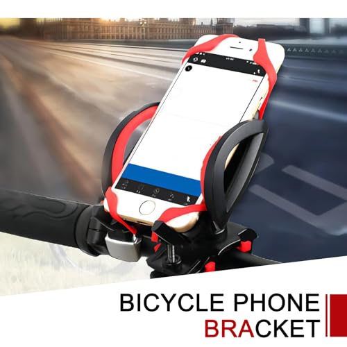 4 PCS Motorcycle Phone Mount Tether, Adjustable Fall Prevention Outdoor Phone Holder for Handlebar, Anti-Slip X-Shape Strap Mount Tether, Universal Holder Band for Motorcycle Bike (Red)
