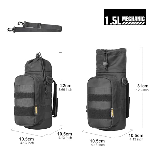 Rhinowalk Motorcycle Water Bottle Holder Bag Tactical Pouch with Drawstring Molle Insulated Bottle Bag Cool Powersports