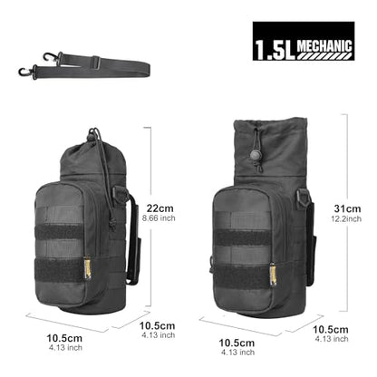 Rhinowalk Motorcycle Water Bottle Holder Bag Tactical Pouch with Drawstring Molle Insulated Bottle Bag Cool Powersports