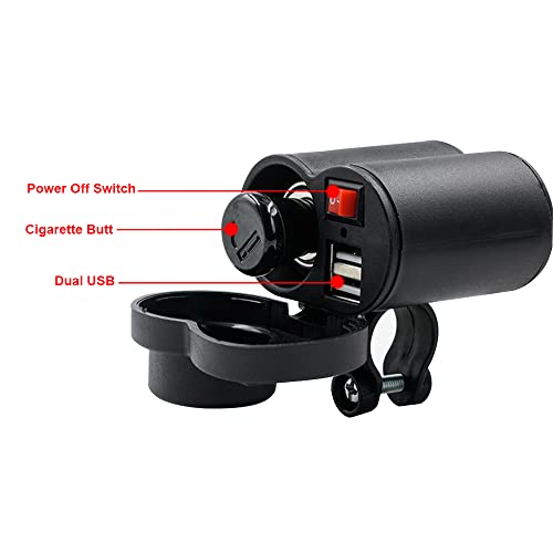 Motorcycle Cigarette Lighter with Switch Cigarette Butt Dual USB2.5A Waterproof Motorcycle Multi-function Charger