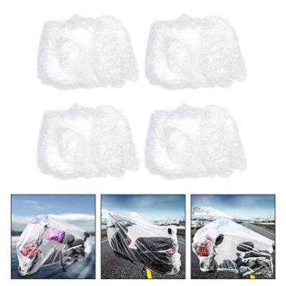 Disposable Waterproof Motorcycle Covers 4-Pack Clear Plastic Bike Protective Covers 78.74X47.24X19.68In Weatherproof Outdoor Dust Rain Protection - size: M