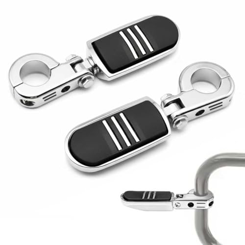 1.25" Foot Pedal Bracket Clamp, Motorcycle Adjustable Foot Pegs for Harley Davidson Touring Road King Road Glide Street Glide Electra Glide Dyna Sportster Softail 1 1/4" Crush Bar, Chrome - color: Small, size: B01-chrome