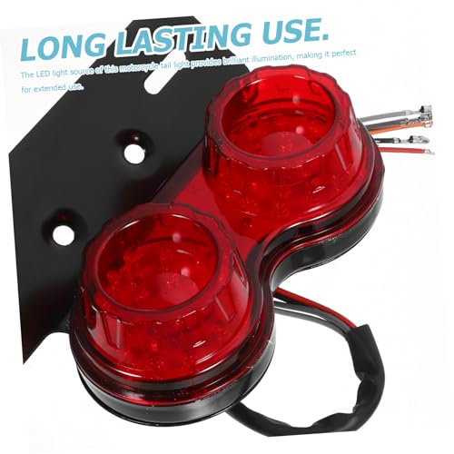 POPETPOP LED Motorcycle Tail Light Brake Lamp Red Cover Aluminum Alloy Rear Indicator Brake Warning Light Compact for Motorbike Accessories