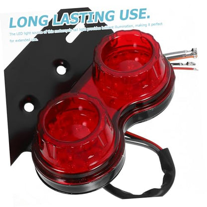 POPETPOP LED Motorcycle Tail Light Brake Lamp Red Cover Aluminum Alloy Rear Indicator Brake Warning Light Compact for Motorbike Accessories