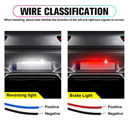 Double Colors LED License Plate Light Super Bright 90 SMD Chips 2-in-1 Fuction Brake Light Reversing light for Car SUV Truck,Motorcycle,Waterproof,DC12V.1-Pack(White + Red)