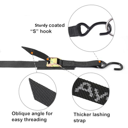 Ayaport Cam Buckle Tie Down Straps 10 feet with Swivel Carabiner Hook for Motorcycle, Kayak, Car, Truck, Dirt Bike - size: Swivel Hook-1"x10' black