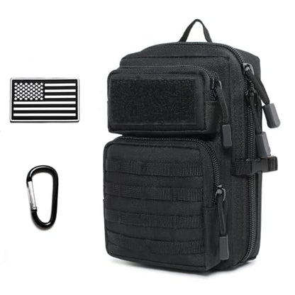 Tactical Molle Utility Pouch, Compact EDC Tool Pouch Bag Tactical Phone Pouches Medical EDC IFAK Pack Mini Waist Pouches - color: Black