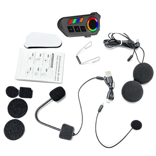 banapoy Wireless Helmet Headphone with LED Lights Premium Sound for Motorcycle Riders ABS Black 5.2x2.2cm