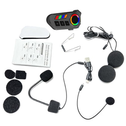 banapoy Wireless Helmet Headphone with LED Lights Premium Sound for Motorcycle Riders ABS Black 5.2x2.2cm