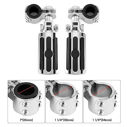 Highway FootPegs Fit for Motorcycle 1 inch to 1 1/3 inch with Engine Guard, Highway Footrest for Harley Indian Yamaha Honda Suzuki (Silver) - color: Silver