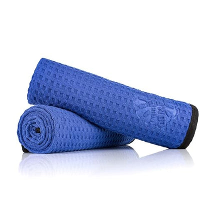 The Rag Company Dry Me A River, Professional Korean 70/30 Blend Microfiber Waffle-Weave Drying & Detailing Towels, Soft Suede Edges, 390 GSM, 20x40 Inches, Royal Blue, 2-Pack - color: Royal Blue, size: 20in x 40in