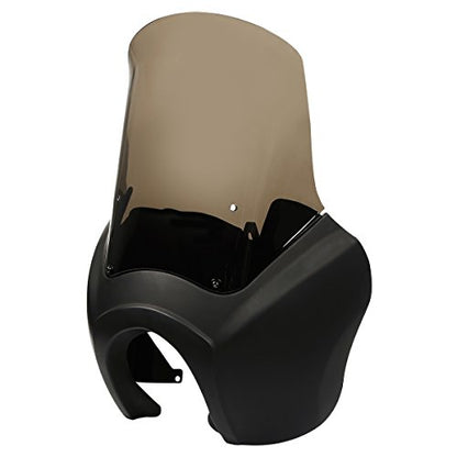 Green-L Matte Black Front Fairing with 15" Windshield Fit for Harley Dyna 2006-2017 T-Sport 2000-2003 - color: Matte Black Fairing w/ Smoked Windshield