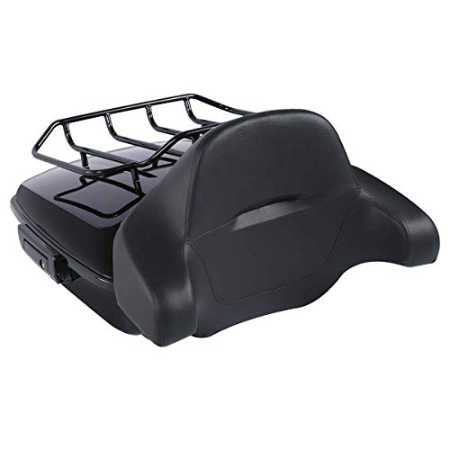 Gloss Black 10.7'' Chopped Tour Luggage Trunk Backrest Detachable Mounting Rack Fit for 2014-2025 Harley Davidson Touring Street Glide Road King Glide - color: Chopped Trunk Set #5