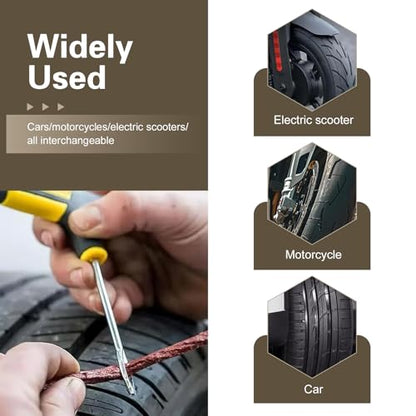 22 PCS Tire Repair Kit, Tire Patch Kit with 15 Rubber Plugs, 2 T-Handles, 5 Rubber Nails, Flat Tires Puncture Repair Tools, Flat Tires Emergency Repair Set for Car, Motorcycle, Truck, ATV - size: 22 PCS