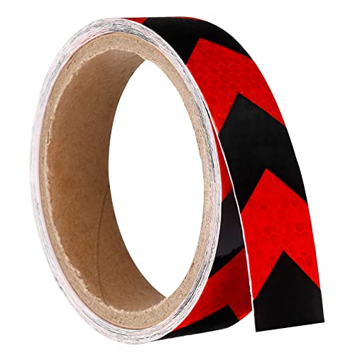 PATIKIL Reflective Tape, 1 Roll 10 Ft x 1-inch Waterproof Adhesive High Visibility Caution Warning Safety Tape Reflector for Trucks Trailers Cars, Arrow Red Black - color: Red Black, size: 10 ft x 1-inch