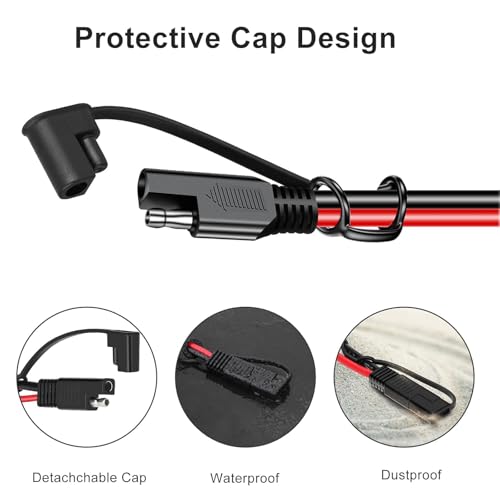 Linkstyle 2PCS SAE Battery Connector with 15A/20A/30A Fuses, 10AWG SAE to F2 Spade Terminal Quick Disconnect Battery Extension Cable for Solar Panel, Motorcycle, Car, RV