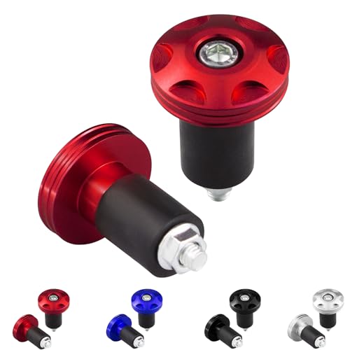 22mm Motorcycle Handlebar Hand Grip End Cap, Personalized and Colorful End Slider Cap Plug Aftermarket Parts Universal.Make Your Motorcycle Unique.2Pcs. - color: Red