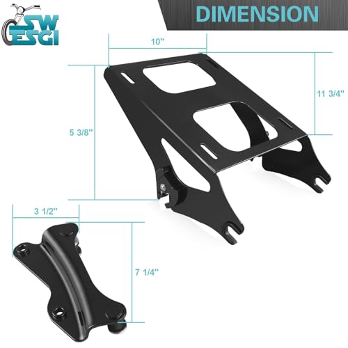 Luggage Rack 4 Point Docking Hardware Kit for Harley Detachable Tour Trunk Kit Two-Up Mounting Rack Compatible with Touring Road King Street Glide Road Glide Electra Glide 2014-2024 (Black) - color: 2014 UP Rack & Docking Black