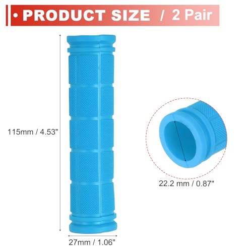 2 Pair Soft Rubber Handlebar Grips, Bicycle Handlebar Grips Bike Handle Bar Wrap Non-Slip 4.5 Inch - Fitting for Mountain Bikes/Road Bicycles/Scooter - color: Light Blue