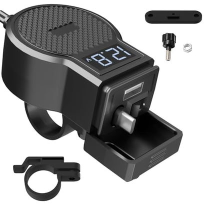 Motorcycle Phone Charger for Honda GL1800 Gold Wing 2001-2024, Dual USB Charging Outlet with Voltmeter, On/Off Switch, and Handlebar or Flat Surface Mounting Options
