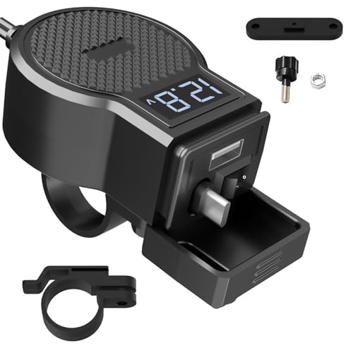 Motorcycle Phone Charger for Honda GL1800 Gold Wing 2001-2024, Dual USB Charging Outlet with Voltmeter, On/Off Switch, and Handlebar or Flat Surface Mounting Options