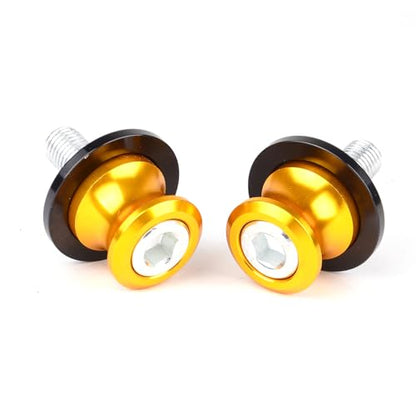 Goldfire 2pcs 10MM M10 X1.25 Motorcycle Swing arm Sliders Spools CNC Swing Arm Stand Screw for FZR 1000/600R/400 for Kawasaki Z750 /Z750S/ Z750R /ER-6F /ER-6N /Duke 125/200/390 (Yellow) - color: Yellow
