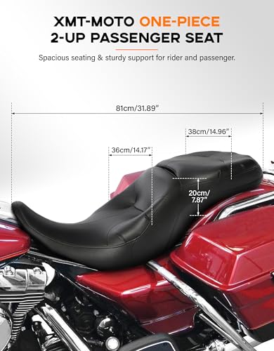 XMT-MOTO Driver Passenger Seat Cushion Fit for Harley Davidson Touring Electra Glide Classic 1997-2007 - style: Seat For Harley Touring '97-'07