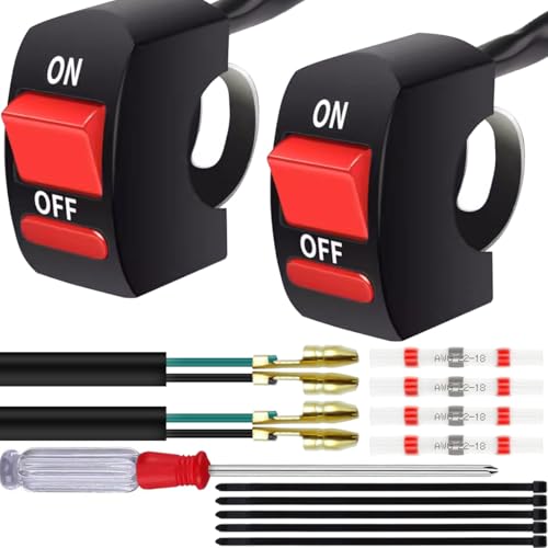 22mm Handlebar Mounting Switch 12-80V 7/8'' Universal ON-Off Handle Button Tuning Part LED Headlight Light Bar Brake Lights for Motorcycle Dirt Bike ATV - 2PCS