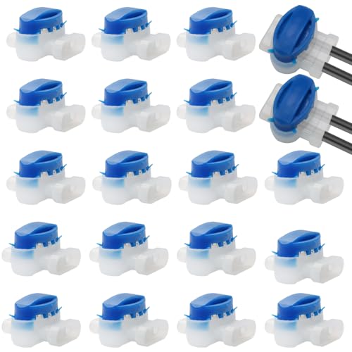 Uenhoy 20 Pcs 3 Way Wire Connectors, Waterproof Electrical IDC 314-Box Pigtail Connectors for 22-14 AWG Cables, Insulation Wire Coupler for Robotic Lawn Mowers Irrigation Applications
