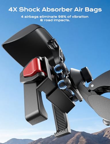 Motorcycle Phone Mount,[1s Auto Lock & Vibration Dampener]Anti-Shake Handlebar Cell Phone Clamp,360° Rotation Bike Phone Holder for iPhone 17 16 Pro Max, Samsung Galaxy S25 Ultra, 4.7-7.2" Smartphones
