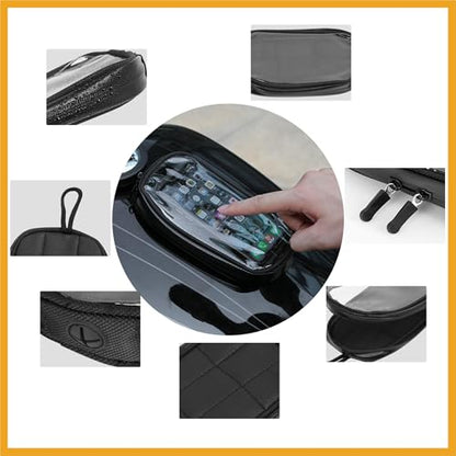 Universal 7 Inch Magnetic Tank Bag Phone Holder Case Saddlebag Faux Leather Waterproof for Motorbike Replacement