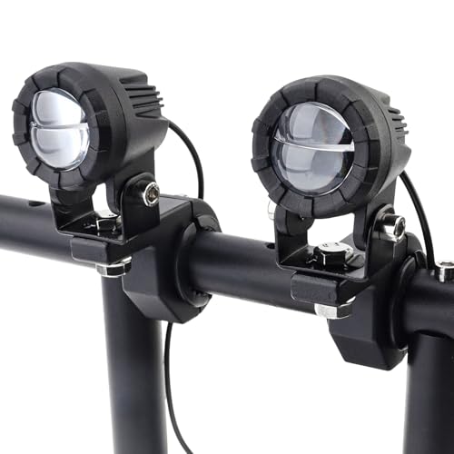 Windance Motorcycle Spotlight Auxiliary Driving Light,30W Fog Light Work Light with Wiring Harness,White Yellow High/Low Beam Strobe for ATV UTV Tractor Scooter (Spotlight+Wiring Harness+Bracket)