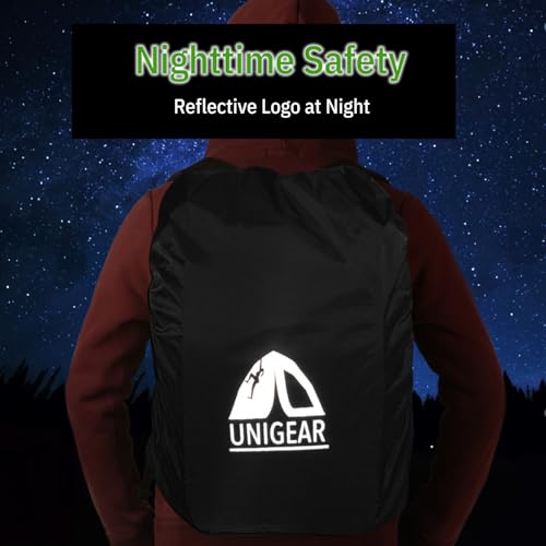 Unigear Backpack Rain Cover Waterproof Rating 5000mm Ultraportable and Durable with 2 Anti-Slip Buckle Strap, Integrated Carry Pouch Design (Black, Meidum) - color: Black, size: Medium