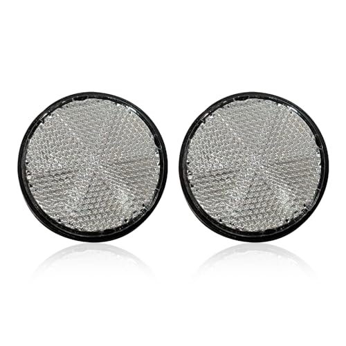 2PCS Motorcycle Reflectors, 2" Round Reflective Warning Reflector, with M6 x 1.0 Screw Mount, Waterproof Plastic Bike Reflectors, Universal Rear Safety Reflector for Most Car, Mailbox (White) - color: white