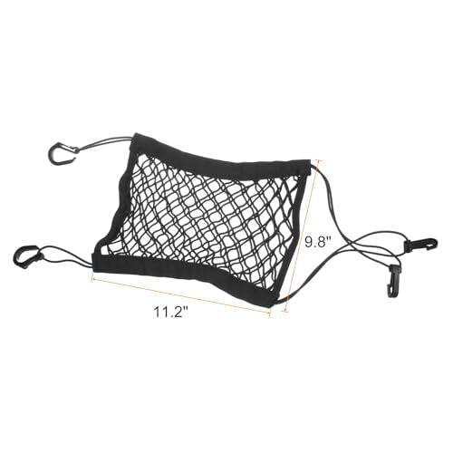 HARFINGTON Motorcycle Cargo Nets 11.2" x 9.8" High Elastic Double Layer Bungee Net Luggage Strap Rack Expansion Organizer Car Seat Mesh Storage Pocket with 4pcs Hooks for Motorcycle Bike