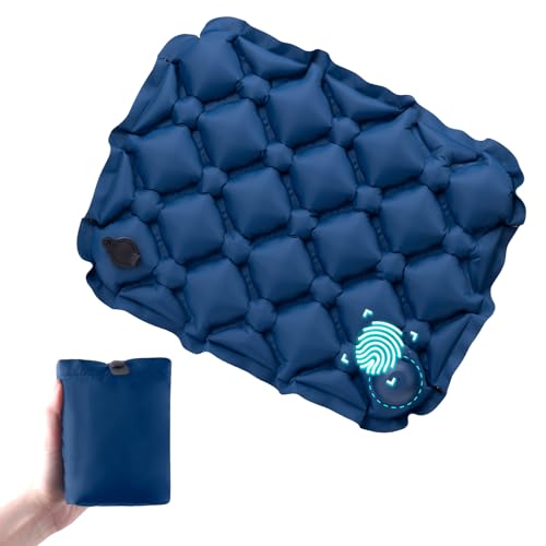 TRIWONDER Ultralight Inflatable Seat Cushion Seat Pad, Easy to Inflate & Deflate Compact Air Pad with Storage Bag for Camping Hiking Fishing Office Airplane Stadium Car (Blue - Press-Type) - color: Blue - Press-type