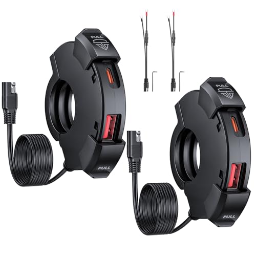 EXTRACTME Motorcycle Phone Charger, 2PC Ultra-Narrow Dual USB Type C 30W PD & Quick Charge 3.0 Motorcycle USB Charger, Waterproof Motorcycle USB Port for Phone, Tablet, GPS (Only 0.51 in Wide) - color: 2-PACK USB A&C Charger