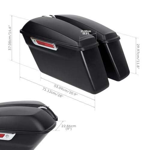 TCT-MOTORPARTS Matte Black Hard Saddle Bags Saddlebag w/Latch Fit for Harley 2014-2024 Touring FLT FLHT FLHTCU FLHRC Road King Street Electra Glide Ultra-Classic - color: Standard Matte Black