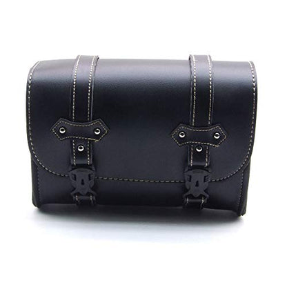 Riloer Motorcycle Saddle Bag, Universal Luggage PU Leather Bag Storage with 2 Mounting Straps Black