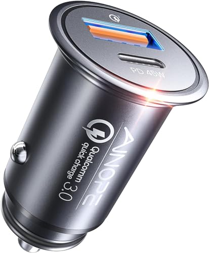 AINOPE 67.5W [Mini&Metal] Cigarette Lighter Adapter Car Charger USB C Fast Charging, PD&QC Cigarette Lighter USB Charger 12V Outlet Plug Socket for iPhone 17 16 15 14 Pro Max, Samsung S26 S25