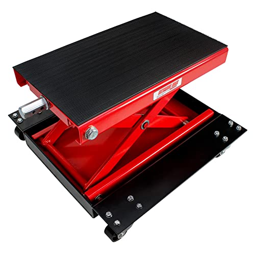Extreme Max 5001.5059 Wide Motorcycle Scissor Jack with Dolly - 1100 lbs.