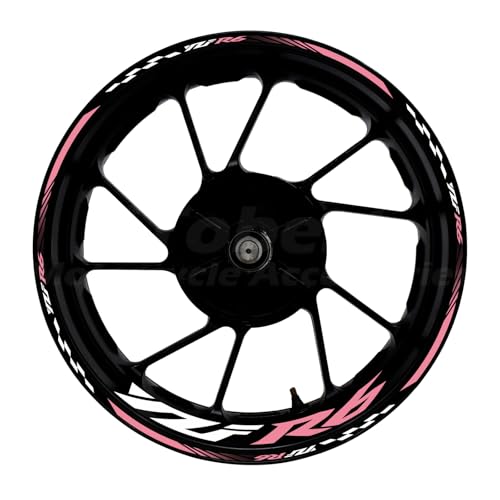 Awonderful 17"Wheel Rim Stickers For Yamaha YZF R6 1998-2016,Pink | Reflective Vinyl Wheel Stripe Kit. Waterproof, Self-Adhesive Decals, Decorate Motorcycle Wheel Rims, Easy to Paste - color: Pink