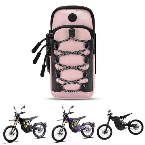 VEXAR-X Dirt Bike Storage Bag 1680D Ballistic Nylon Motorcycle Storage Bag Water Resistant Ebike Bag Utility Pouch for Electric Motorcycle Handlebar Frame Phone Keys Tools - color: Pink